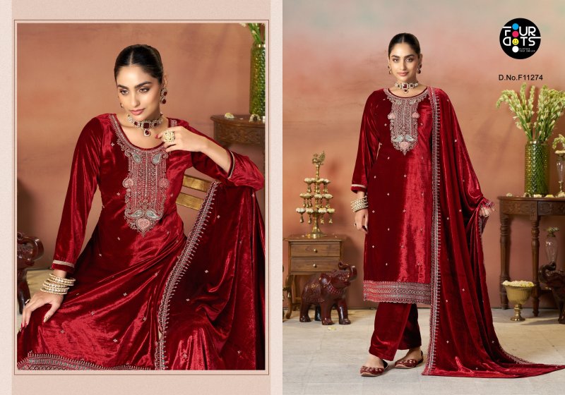 Standard By Fourdots Makhamal Velvet Dress Material
